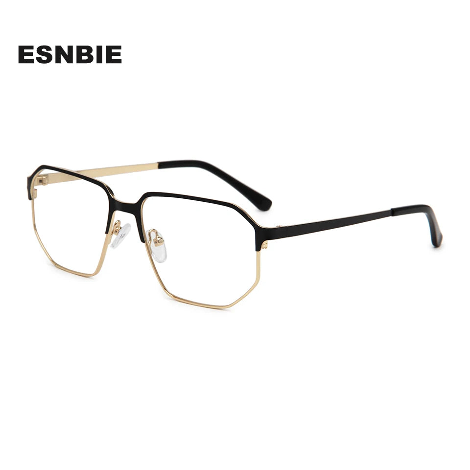 Esnbie Women's Full Rim Flat Top Polygon Alloy Eyeglasses 761021