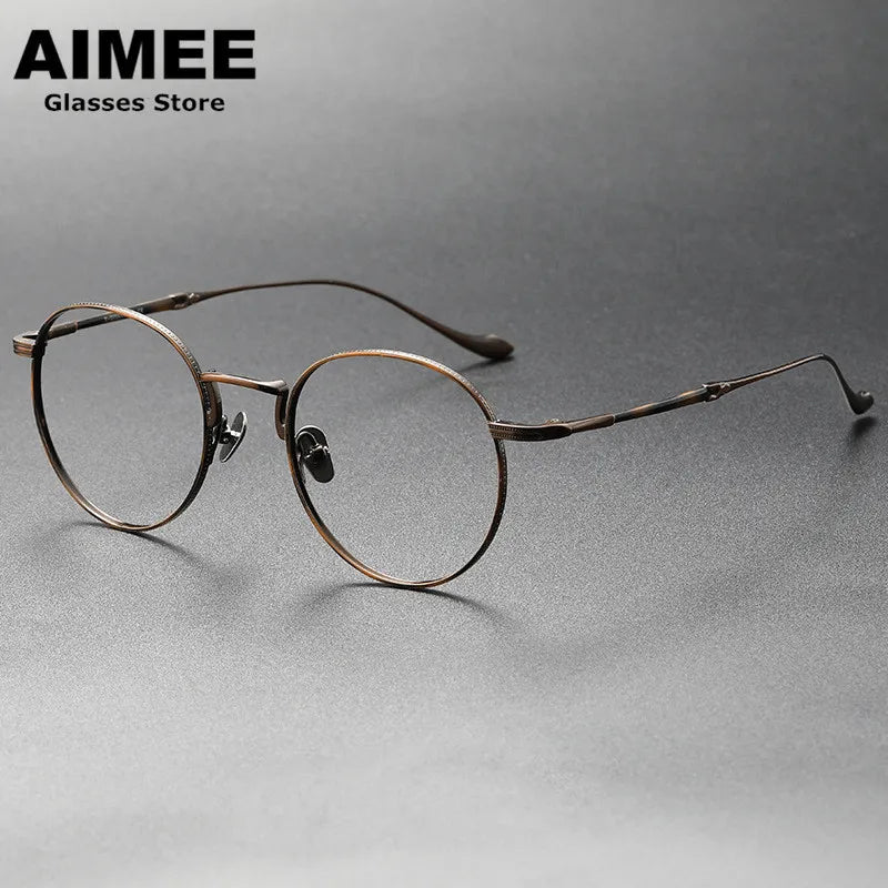 Aimee Unisex Full Rim Round Titanium Eyeglasses 3058 Full Rim Aimee Bronze  