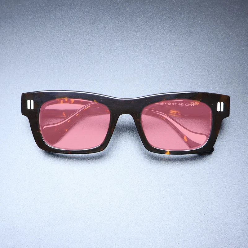 Gatenac Unisex Full Rim Square Acetate Polarized Sunglasses M004 Sunglasses Gatenac Tortoiseshell Pink  
