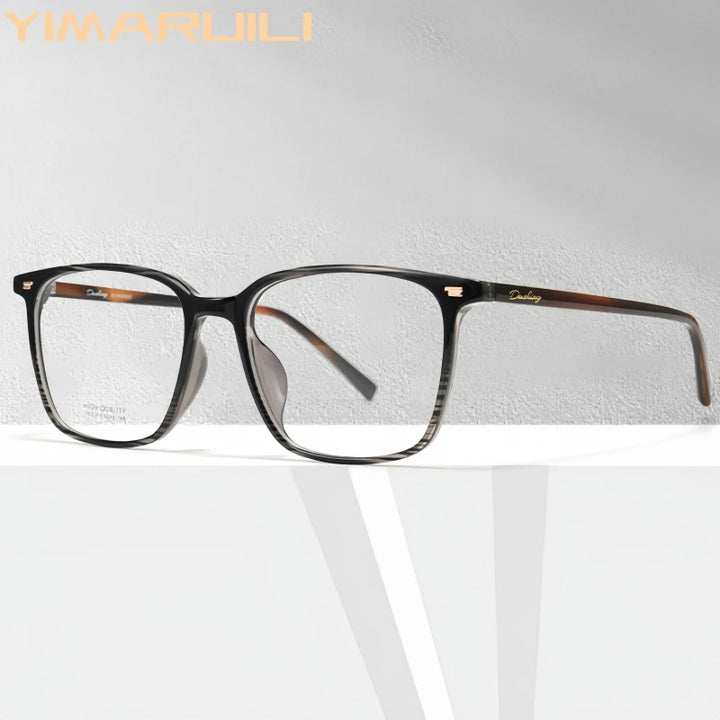 Yimaruili Unisex Full Rim Square Ultem Tr 90 Alloy Eyeglasses 631038