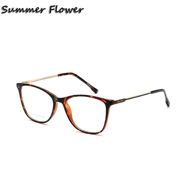 Summer Flower Women's Full Rim Square Cat Eye Tr 90 Titanium Eyeglasses 70011