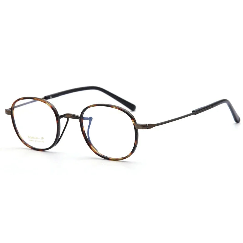 Aror Women's Full Rim Polygon Oval Titanium Acetate Eyeglasses 80834 Full Rim Aror Brown