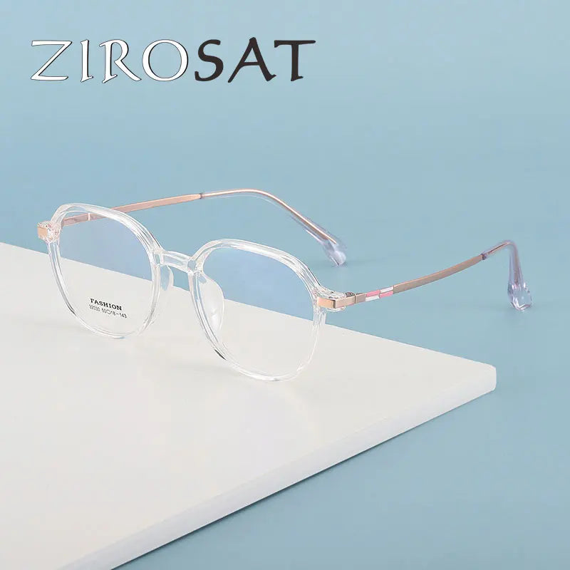 Zirosat Unisex Full Rim Flat Top Polygon Tr 90 Eyeglasses Z32030 Full Rim Zirosat   