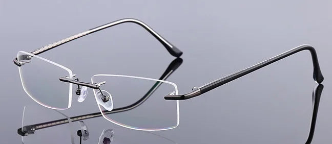 Brightzone Unisex Rimless Square Titanium Alloy Eyeglasses 71866 Rimless Brightzone Gun