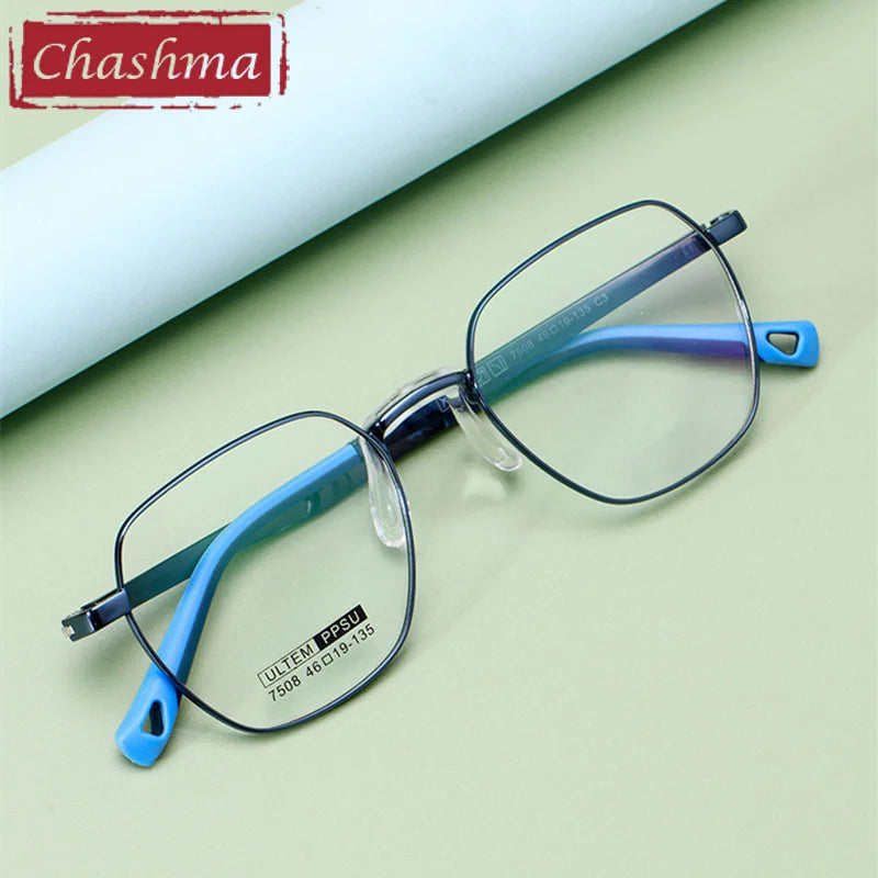 Chashma Ottica Unisex Youth Full Rim Polygon Stainless Steel Eyeglasses 7508 Full Rim Chashma Ottica   