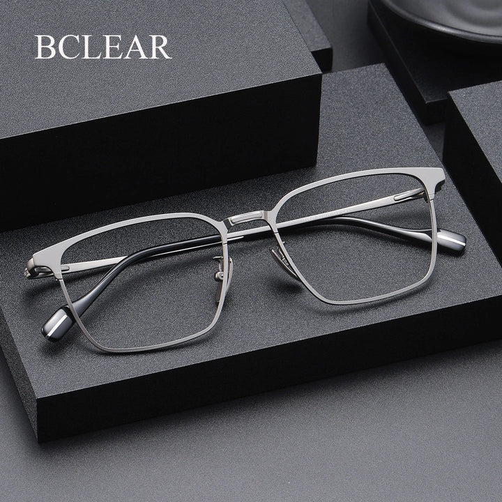 Bclear Unisex Full Rim Square Titanium Eyeglasses SM-70801