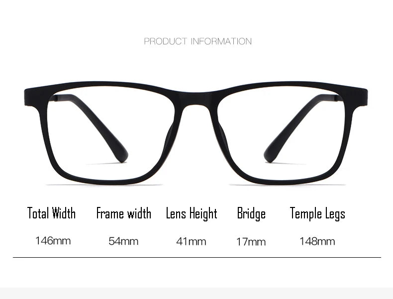 Hotochki Men's Full Rim Square Tr 90 Titanium Eyeglasses 73068