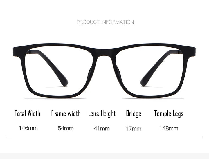 Hotochki Men's Full Rim Square Tr 90 Titanium Eyeglasses 73068