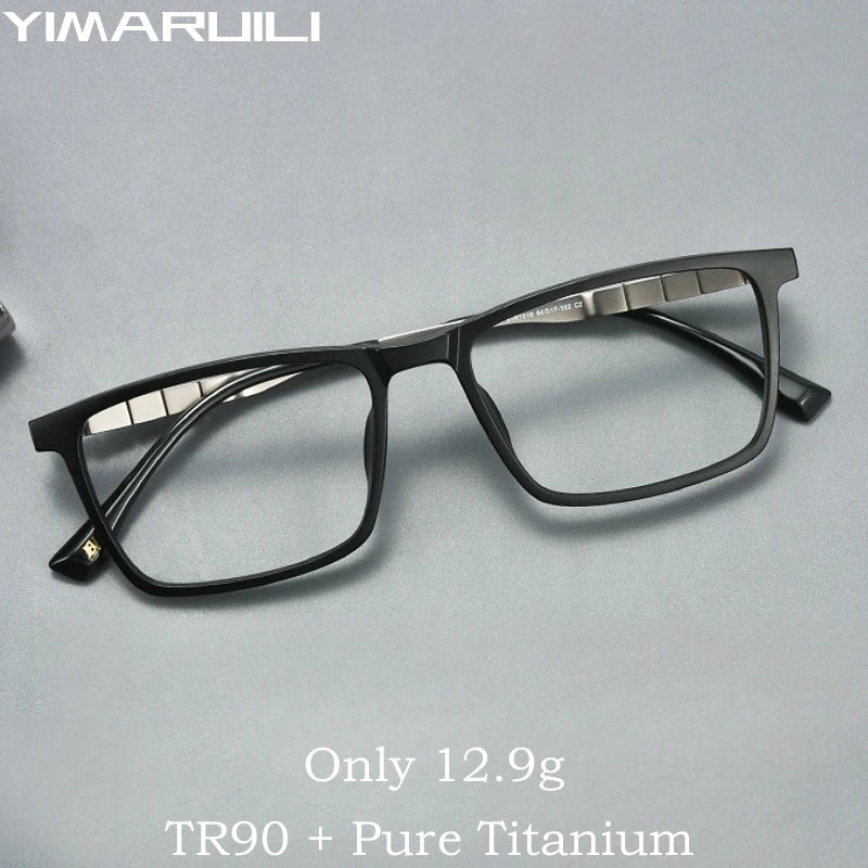 Yimaruili Men's Full Rim Square Tr 90 Titanium Eyeglasses Y61010 Full Rim Yimaruili Eyeglasses   