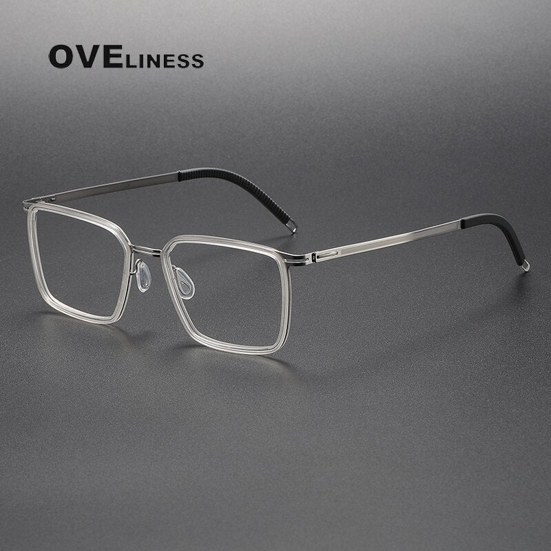 Oveliness Unisex Full Rim Square Acetate Titanium Eyeglasses 8202314 Full Rim Oveliness transparent  