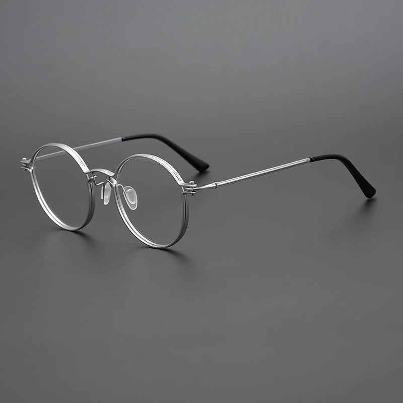 Black Mask Unisex Full Rim Round Titanium Acetate Eyeglasses Tv002 Full Rim Black Mask Silver  