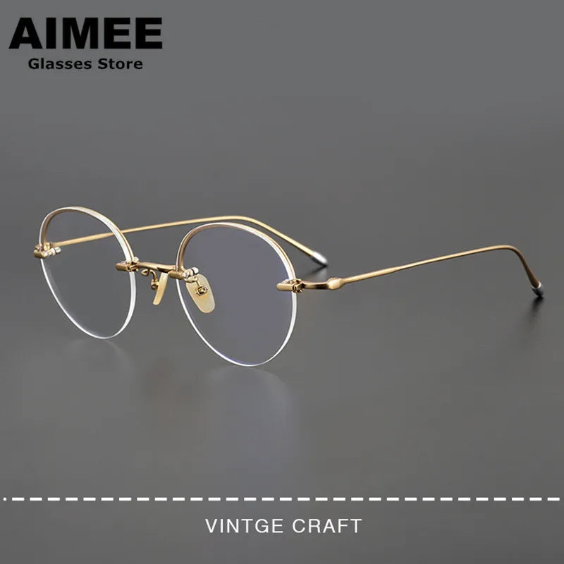 Aimee Unisex Semi Rim Round Titanium Eyeglasses 5921 Semi Rim Aimee   