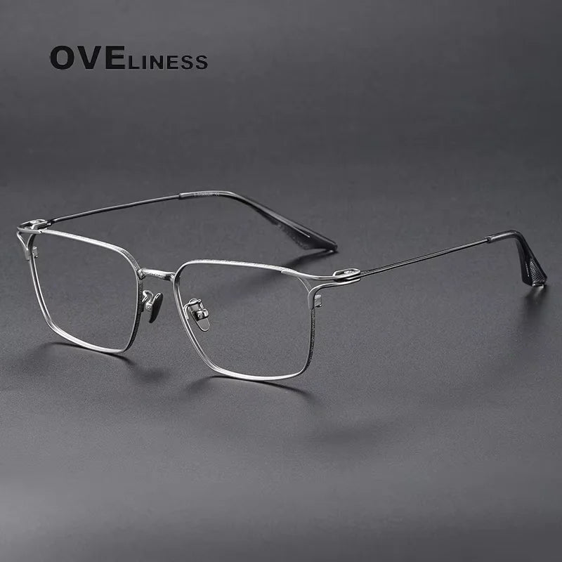 Oveliness Unisex Full Rim Square Titanium Eyeglasses 81001 Full Rim Oveliness silver  