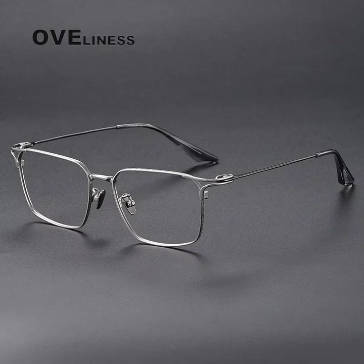 Oveliness Unisex Full Rim Square Titanium Eyeglasses 81001 Full Rim Oveliness silver  