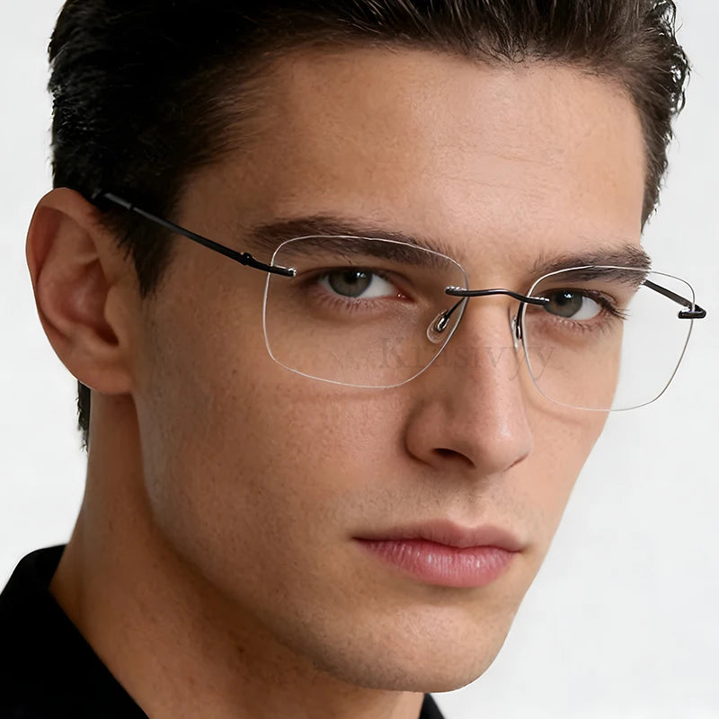 Krasivyy Unisex Rimless Square Titanium Prescription Eyeglasses KR16021