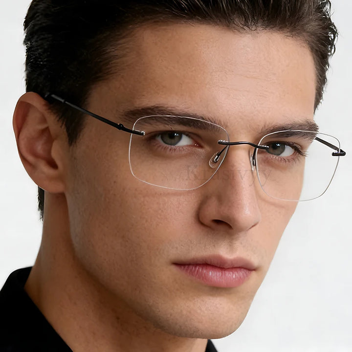 Krasivyy Unisex Rimless Square Titanium Prescription Eyeglasses KR16021