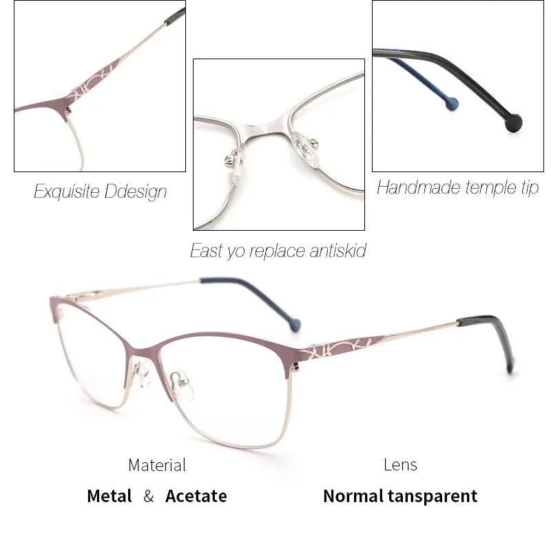 Kansept Women's Full Rim Square Alloy Acetate Reading Glasses 42198 Reading Glasses Kansept   