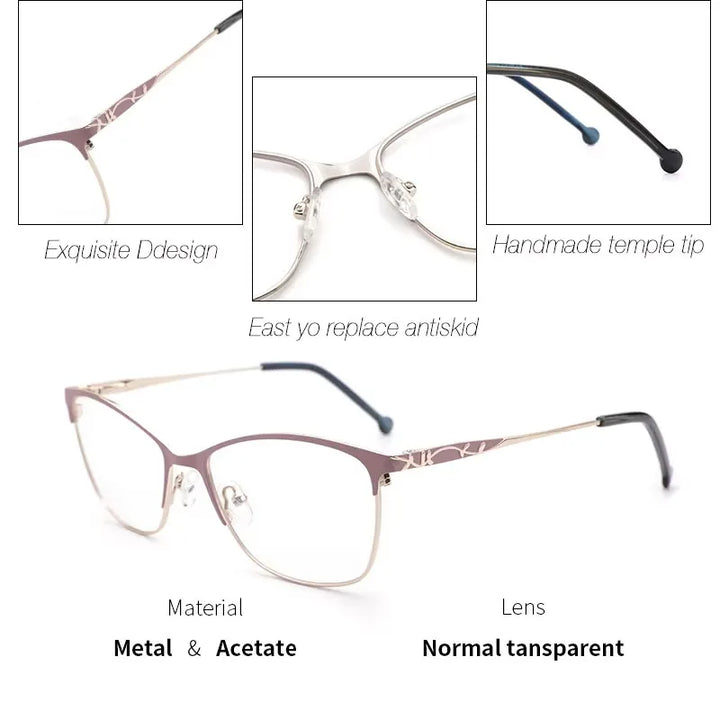 Kansept Women's Full Rim Square Alloy Acetate Reading Glasses 42198 Reading Glasses Kansept   