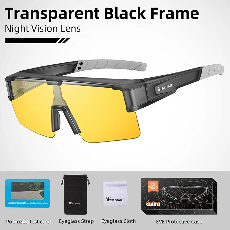 West Biking Unisex Semi Rim Square Polycarbonate Over Frame Sunglasses 930703