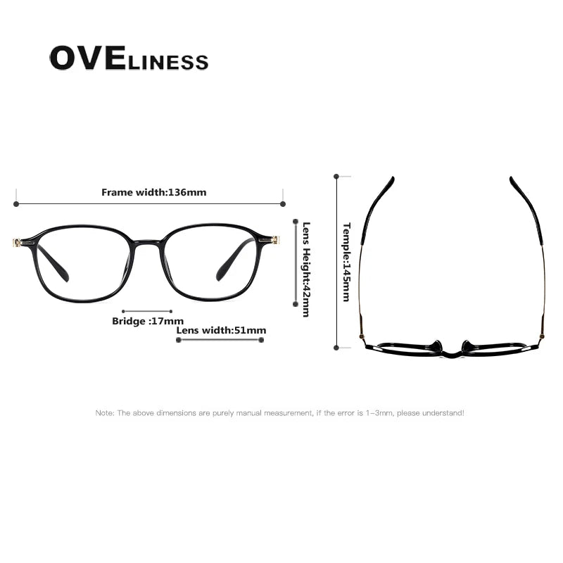 Oveliness Women's Full Rim Square Titanium Ultem Eyeglasses 8670 Full Rim Oveliness   