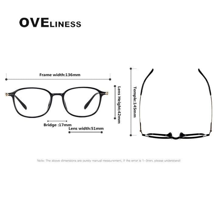 Oveliness Women's Full Rim Square Titanium Ultem Eyeglasses 8670 Full Rim Oveliness   