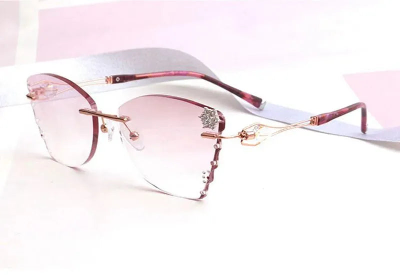 Chashma Ottica Women's Rimless Butterfly Titanium Eyeglasses 88032
