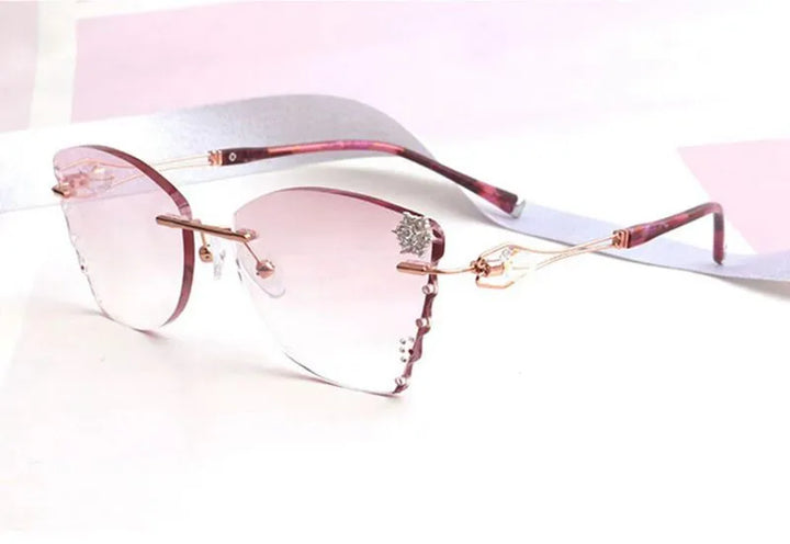 Chashma Ottica Women's Rimless Butterfly Titanium Eyeglasses 88032