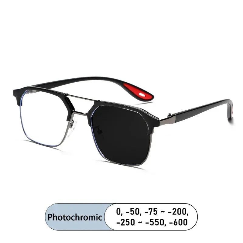 Kocolior Unisex Full Rim Square Tr 90 Alloy Double Bridge Photochromic Reading Glasses 968329.