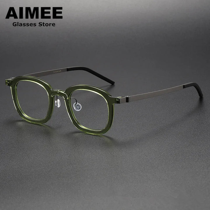 Aimee Unisex Full Rim Square  Screwless Titanium Acetate Eyeglasses 1050 Full Rim Aimee   