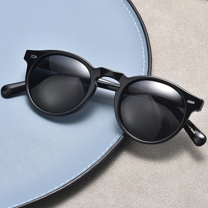 Black Mask Unisex Full Rim Round Acetate Polarized Sunglasses Ov5186 Sunglasses Black Mask Black-Gray As Shown 