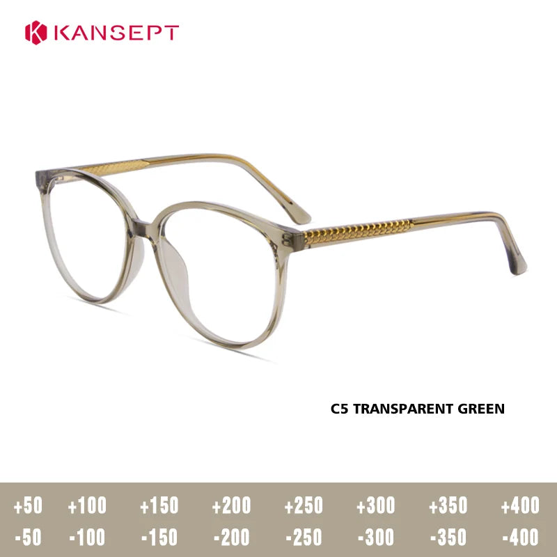 Kansept Women's Full Rim Oval Square Tr 90 Alloy Reading Glasses 25006