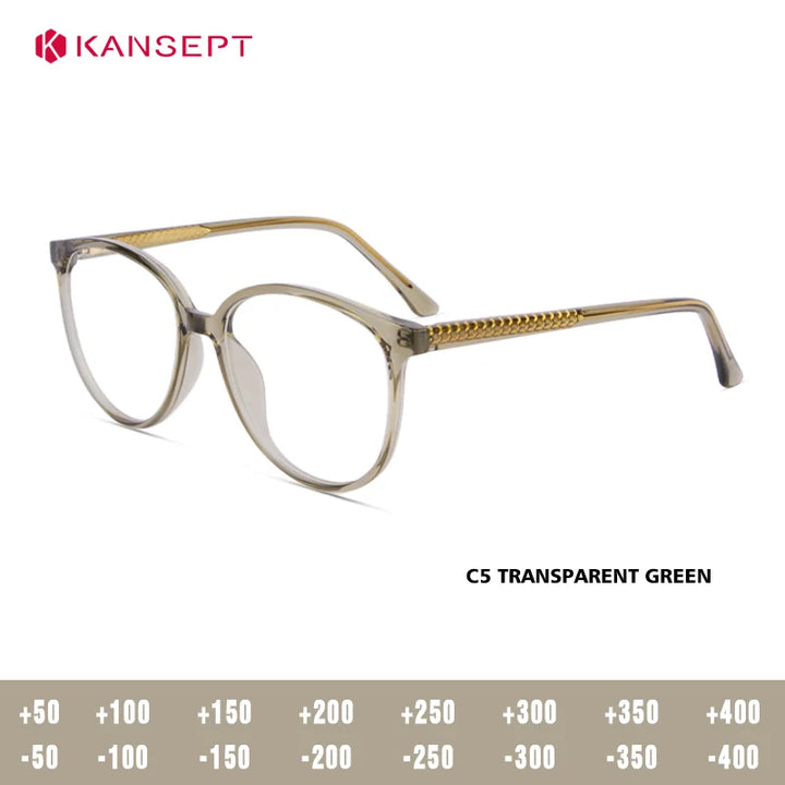 Kansept Women's Full Rim Oval Square Tr 90 Alloy Reading Glasses 25006