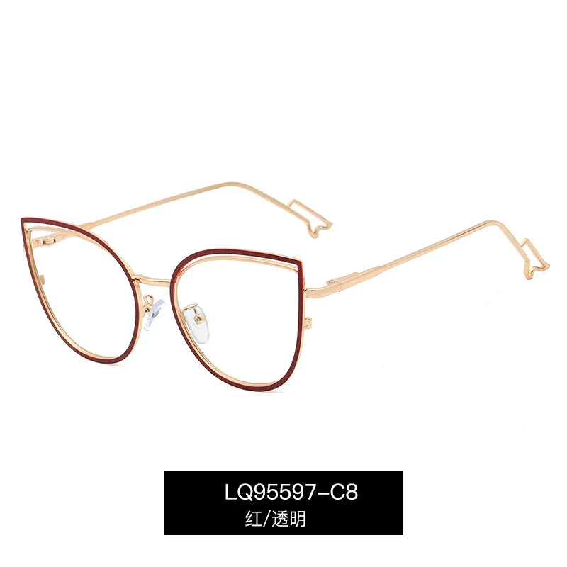 Handoer Women's Full Rim Oval Cat Eye Alloy Tr 90 Eyeglasses 95597