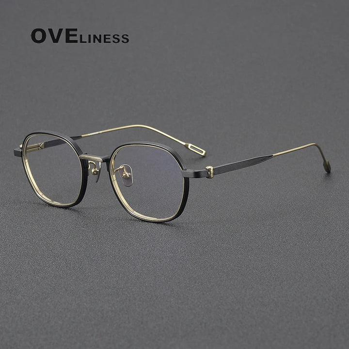 Oveliness Unisex Full Rim Oval Square Titanium Eyeglasses 4919 Full Rim Oveliness black gold  