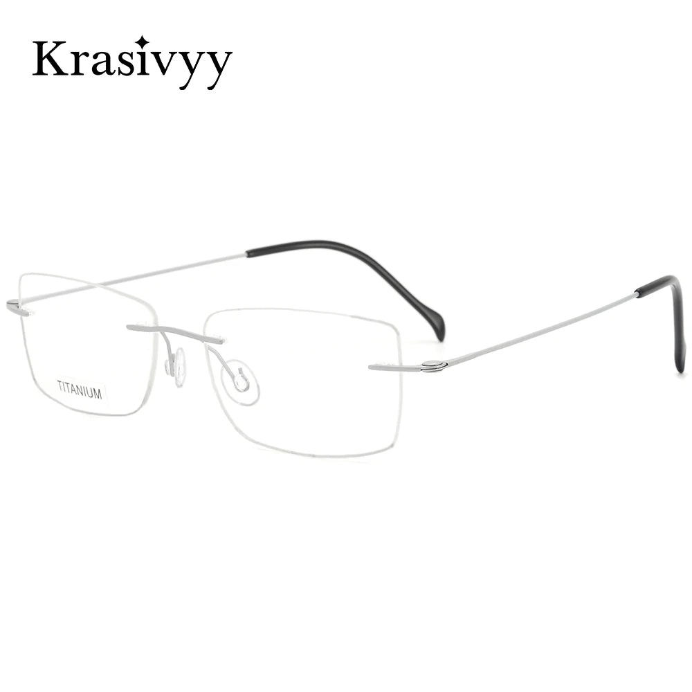 Krasivyy Men's Rimless Square Screwless Titanium Eyeglasses 421608