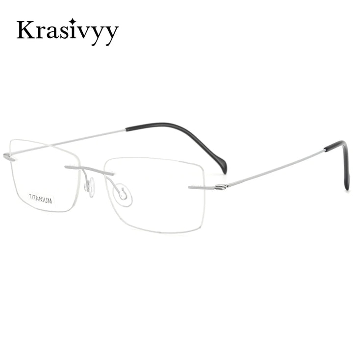 Krasivyy Men's Rimless Square Screwless Titanium Eyeglasses 421608