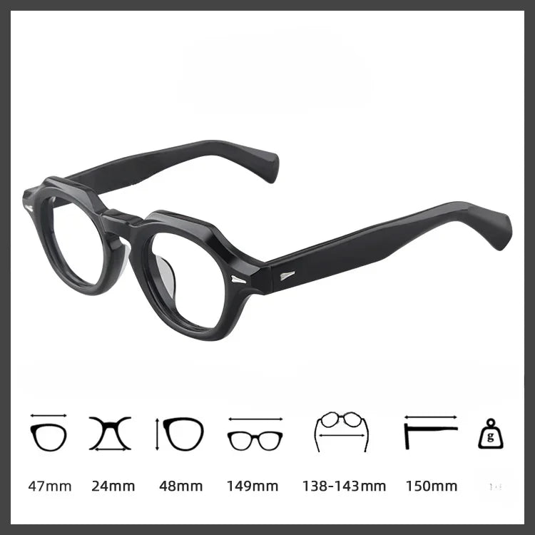 Hewei Unisex Full Rim Flat Top Oval Thick Acetate Eyeglasses 942450 Full Rim Hotochki