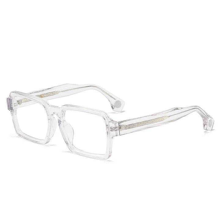 Black Mask Unisex Full Rim Square Thick Acetate Eyeglasses 21378 Full Rim Black Mask Crystal  