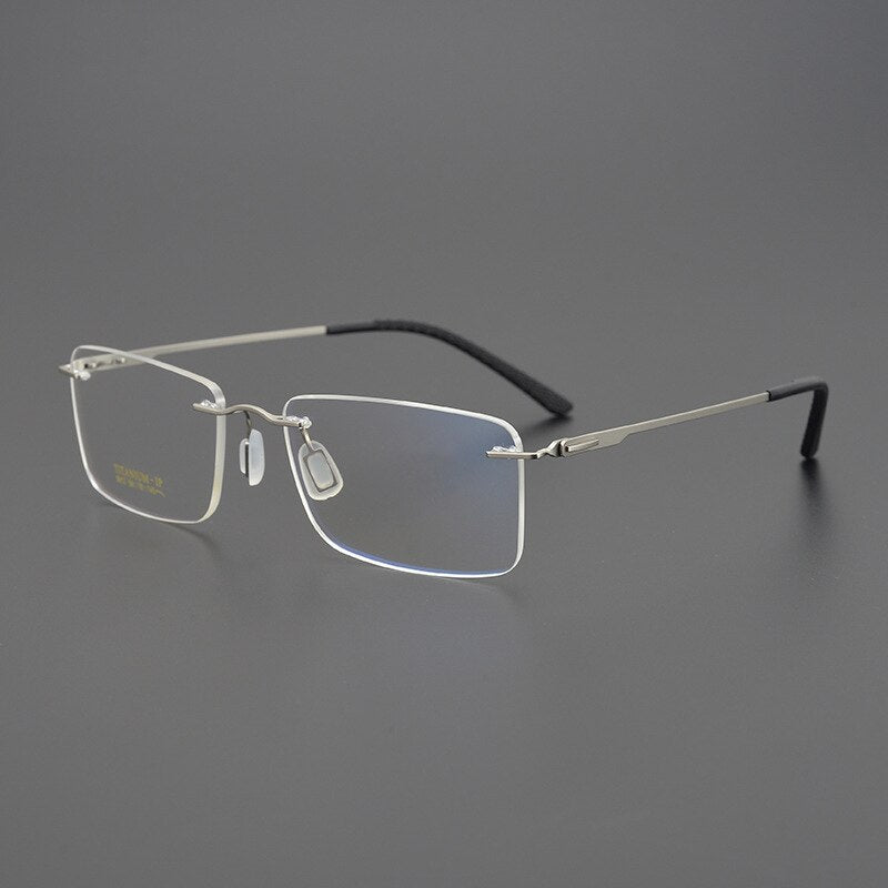 Bclear Unisex Rimless Square Titanium Eyeglasses My9912 Rimless Bclear Silver  