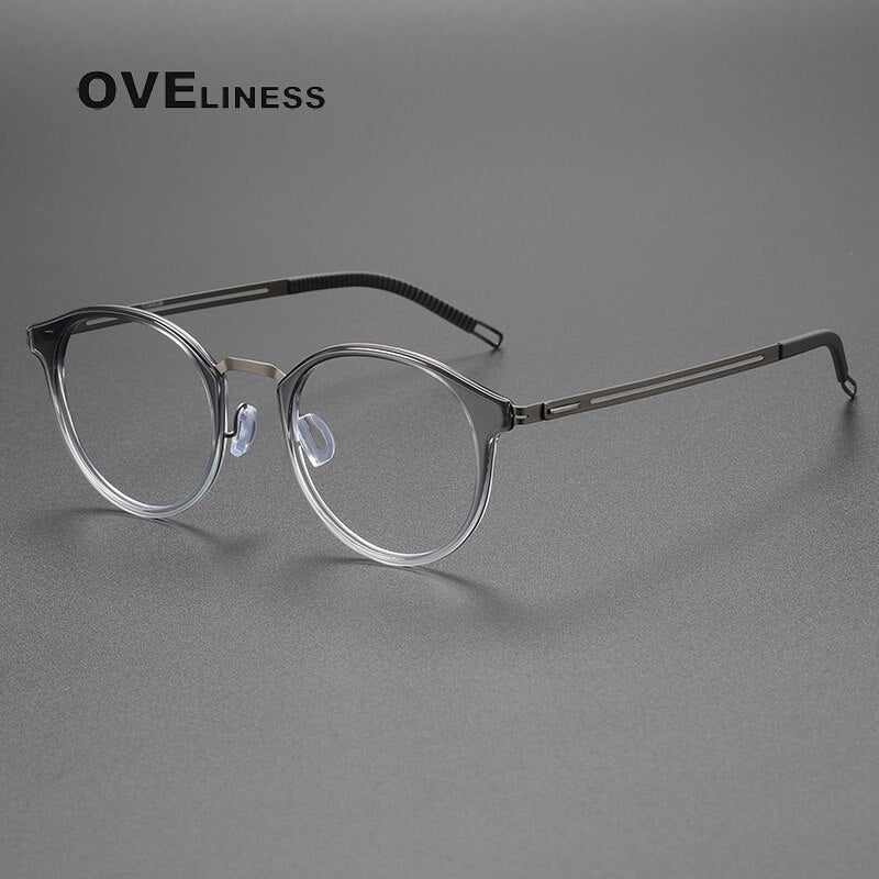 Oveliness Unisex Full Rim Oval Titanium Eyeglasses 8202306 Full Rim Oveliness gradient grey gun  
