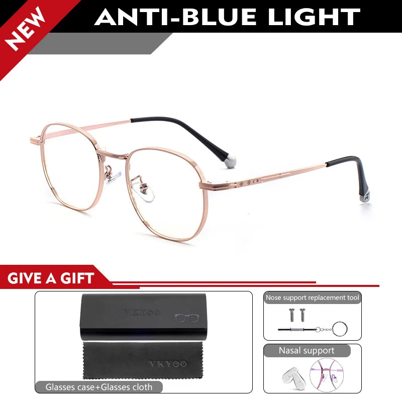 Vicky Women's Full Rim Flat Top Square Polygon Alloy Eyeglasses 5221 Reading Glasses Vicky +400 CH5221-rose gold