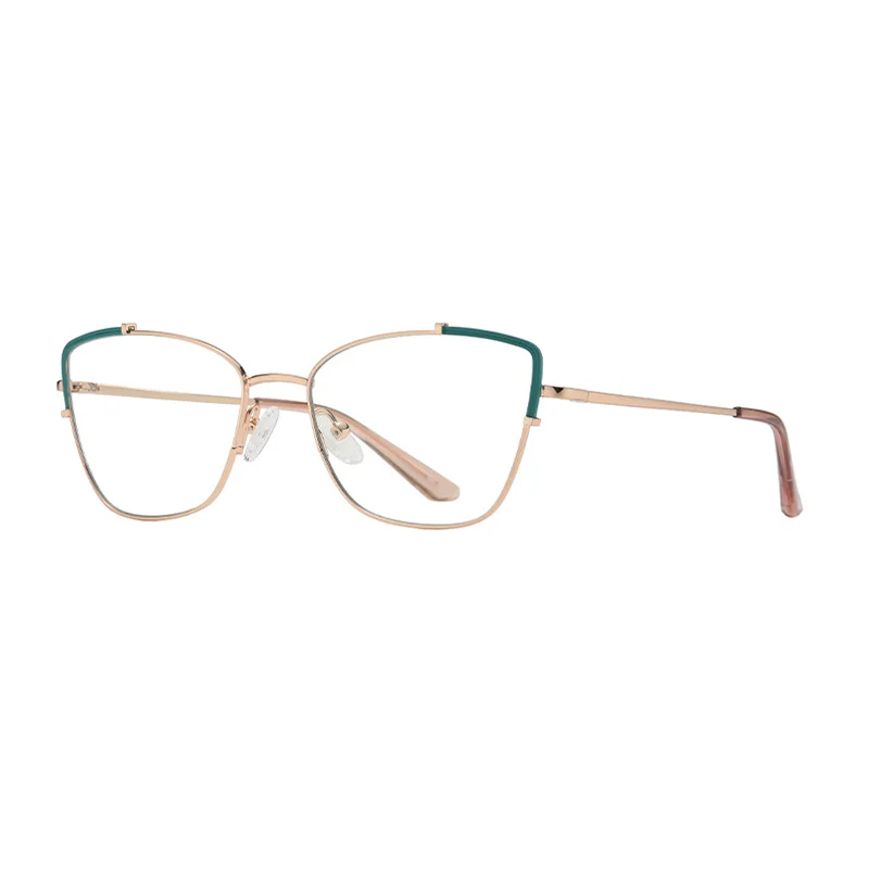 Ralferty Women's Full Rim Square Cat Eye Alloy Eyeglasses Full Rim Ralferty C220 Green CHINA 