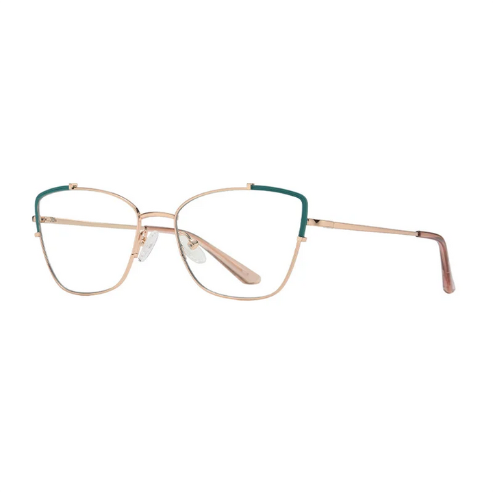 Ralferty Women's Full Rim Square Cat Eye Alloy Eyeglasses Full Rim Ralferty C220 Green CHINA 