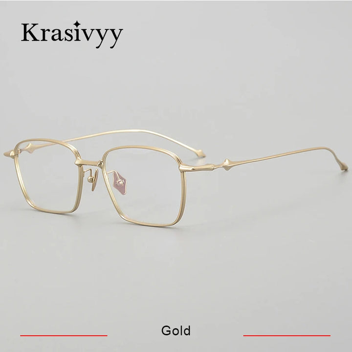 Krasivyy Men's Full Rim Square Titanium Eyeglasses A0201 Full Rim Krasivyy Gold  