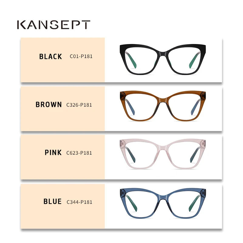 Kansept Women's Full Rim Cat Eye Acetate Tr 90 Reading Glasses K909 Reading Glasses Kansept   