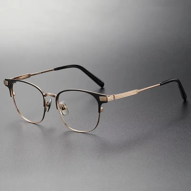 Ovelinesss Unisex Full Rim Square Brow Line Titanium Eyeglasses 369193