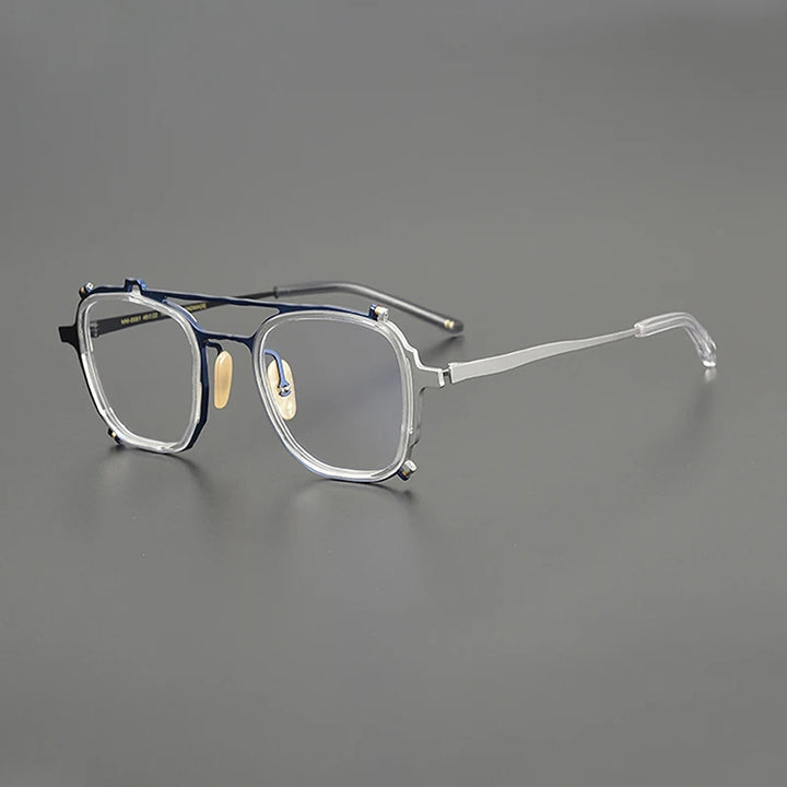 Nobler Unisex Full Rim Square Double Bridge Acetate Titanium Eyeglasses M081 Full Rim Nobler C1  