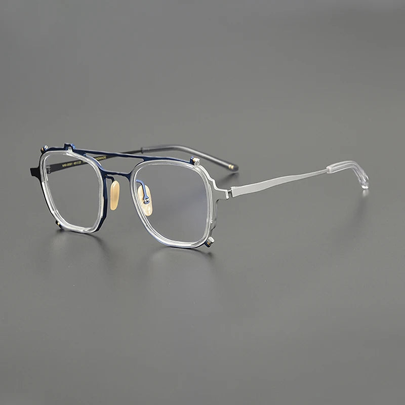 Nobler Unisex Full Rim Square Double Bridge Acetate Titanium Eyeglasses M081 Full Rim Nobler C1  