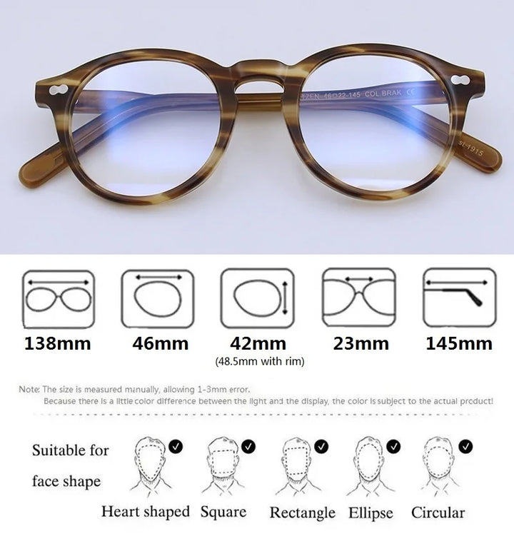 Bobbie Women's Full Rim Oval Round AcetateTitanium Eyeglasses 464223