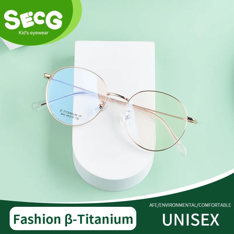 Secg Unisex Youth's Full Rim Oval Titanium Eyeglasses 0243 Full Rim Secg   